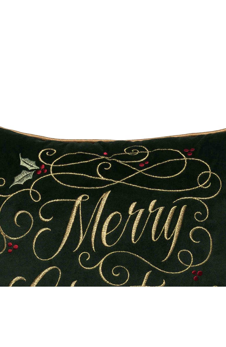 C&F Home "Merry Christmas" Swirling Typography Embroidered Accent Throw Pillow 16" x 16", Alternate, color, Gold