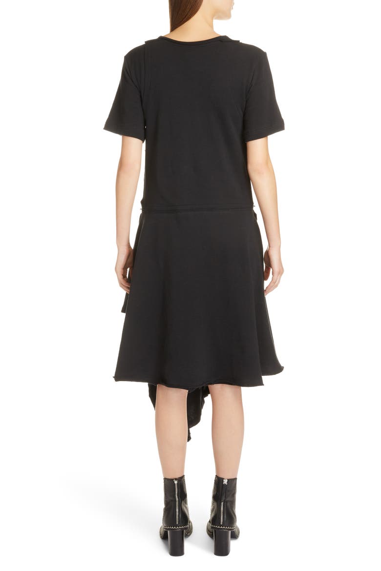Raw Edge Asymmetrical T-Shirt Dress, Alternate, color, BLACK
