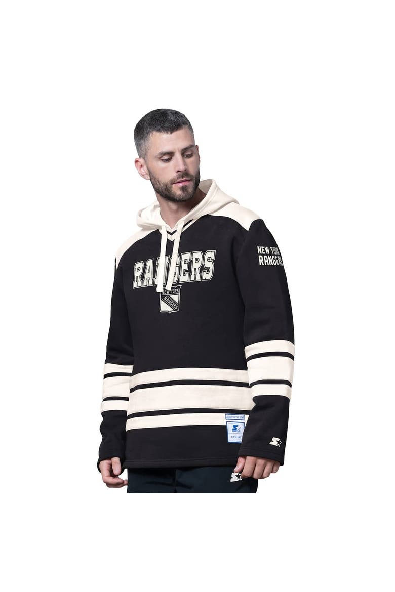 Men's Starter  Black New York Rangers Slapshot Fashion Hoodie, Alternate, color, Black