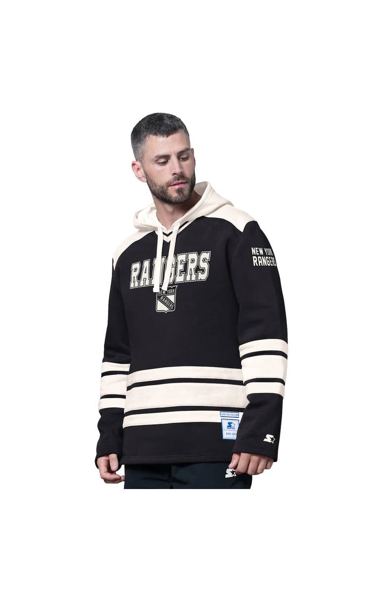STARTER Men's Starter  Black New York Rangers Slapshot Fashion Hoodie, Alternate, color, Black