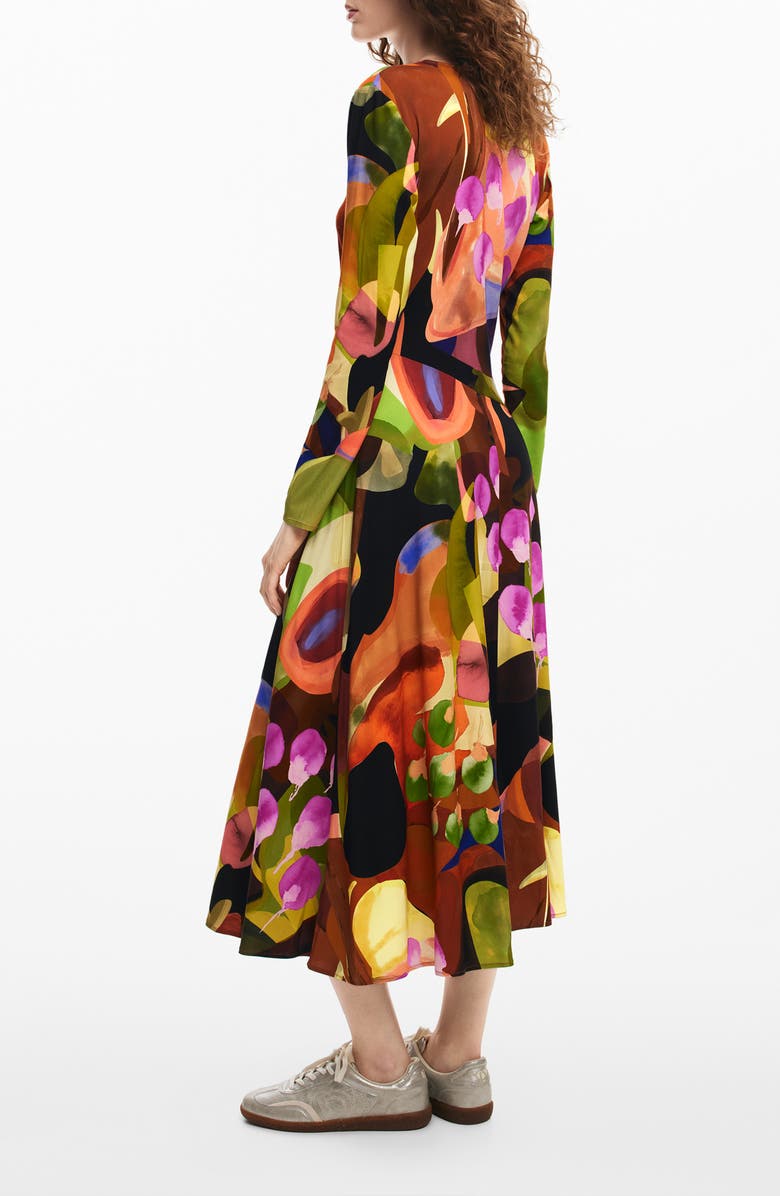 Desigual Abstract Print Long Sleeve A-Line Dress, Alternate, color,