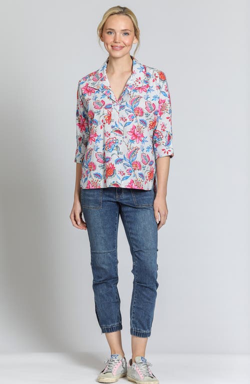 Apny Floral High-low Hem Top In Pink Multi