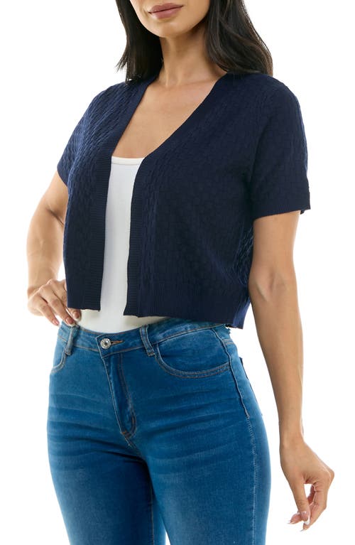 Nina Leonard Box Knit Bolero In Navy