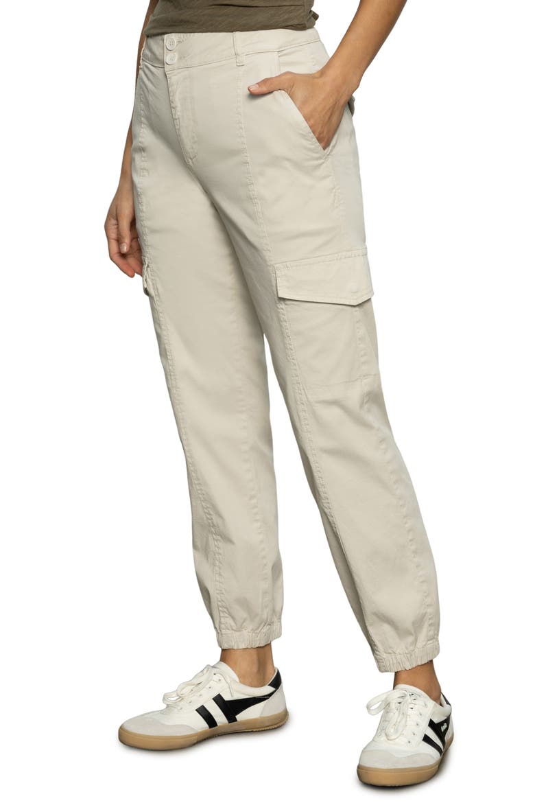 Rebel Crop Stretch Cotton Cargo Pants, Alternate, color, PUMICE STONE