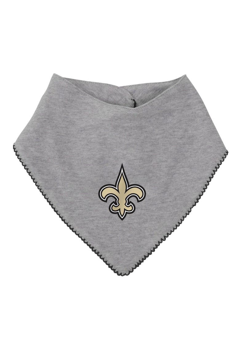 Girls Newborn & Infant Black/Heathered Gray New Orleans Saints All The Love Bodysuit Bib & Booties Set, Alternate, color, Black
