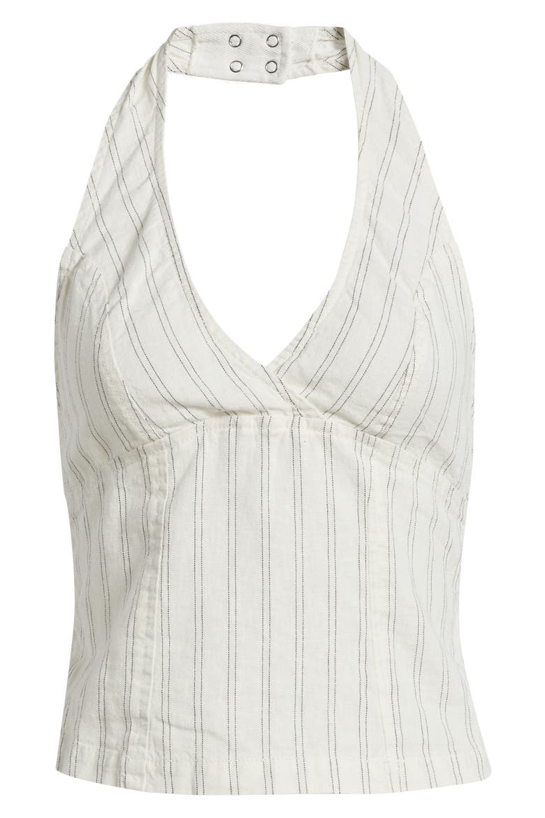 Quinn Stripe Linen Halter Top, Alternate, color, WHITE STRIPE