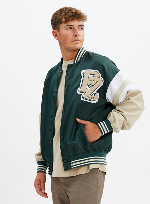 Point Zero Unisex Limited Edition Varsity Jacket In Green