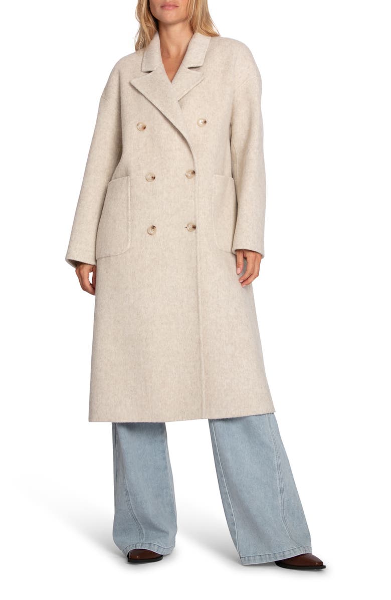 Belle & Bloom Free Love Double Breasted Maxi Coat, Alternate, color, Oat Marle