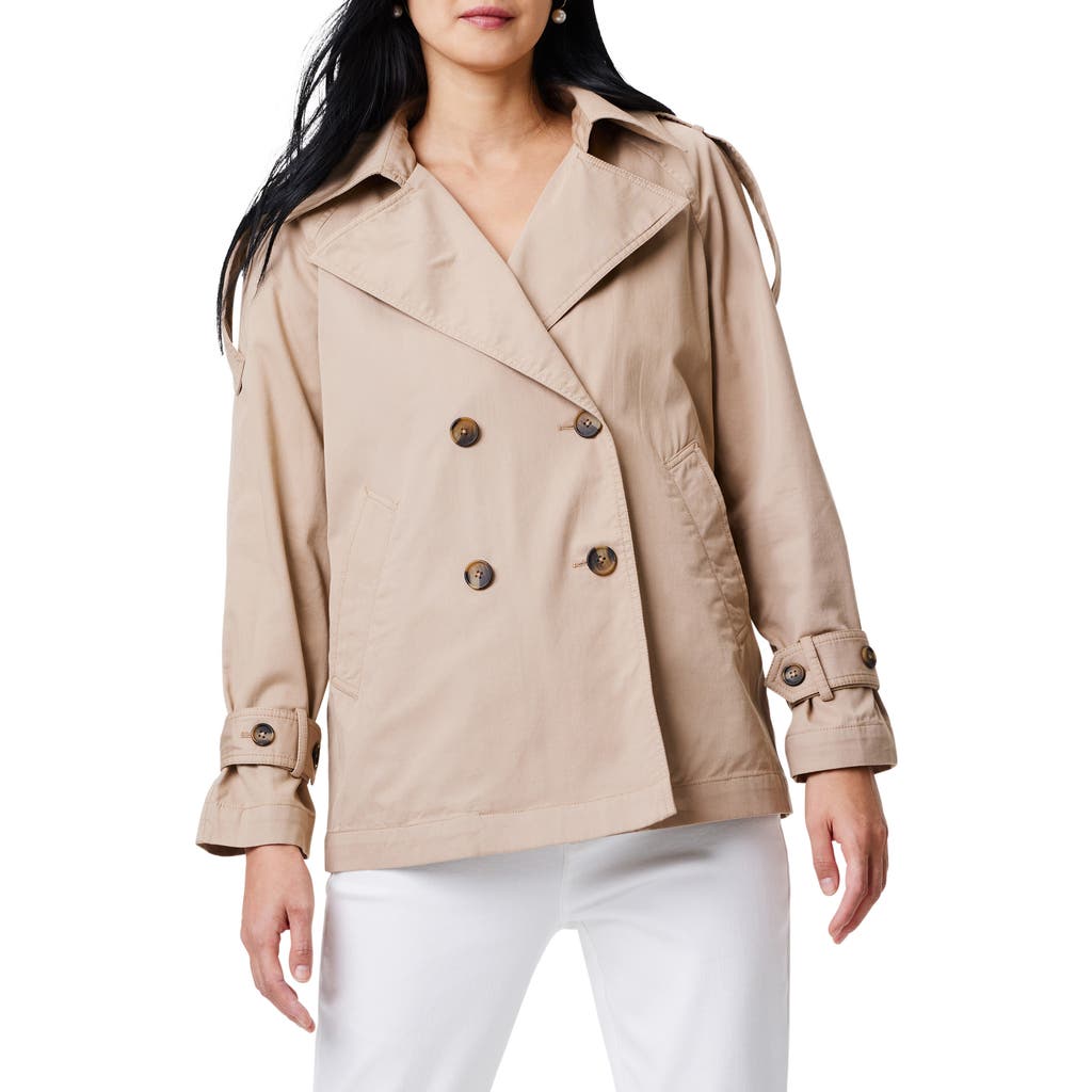 Nic + Zoe Femme Short Cotton Trench Jacket In Dark Chamois