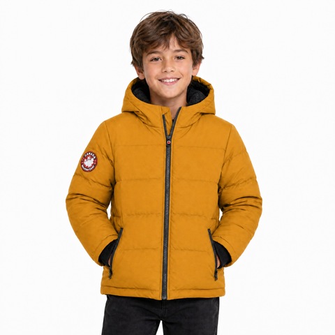Boys' Fleece Lined Hooded Bubble Puffer Jacket