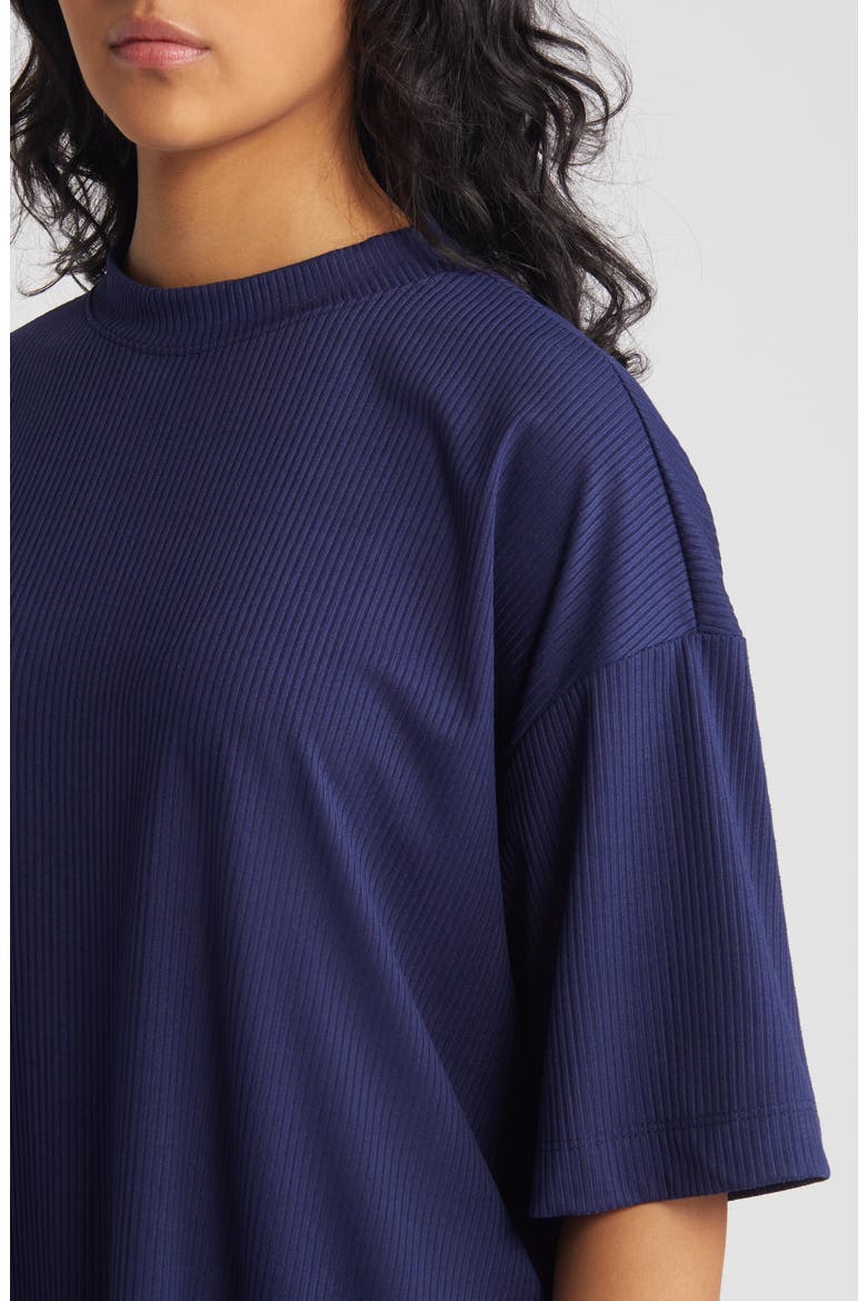 Lex Rib Oversize T-Shirt & High Waist Crop Pants, Alternate, color, MIDNIGHT BLUE