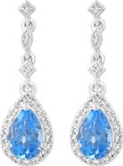 EFFY Sterling Silver Diamond & Blue Topaz Drop Earrings