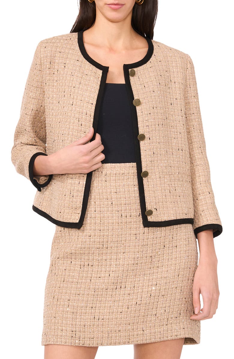 Vince Camuto Front Button Blouson Jacket, Main, color, Camel