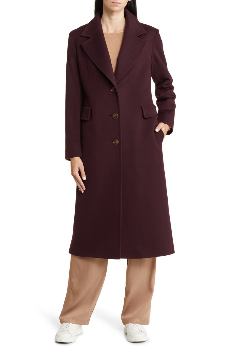 Holland Longline Wool Coat, Main, color, BRINJAL