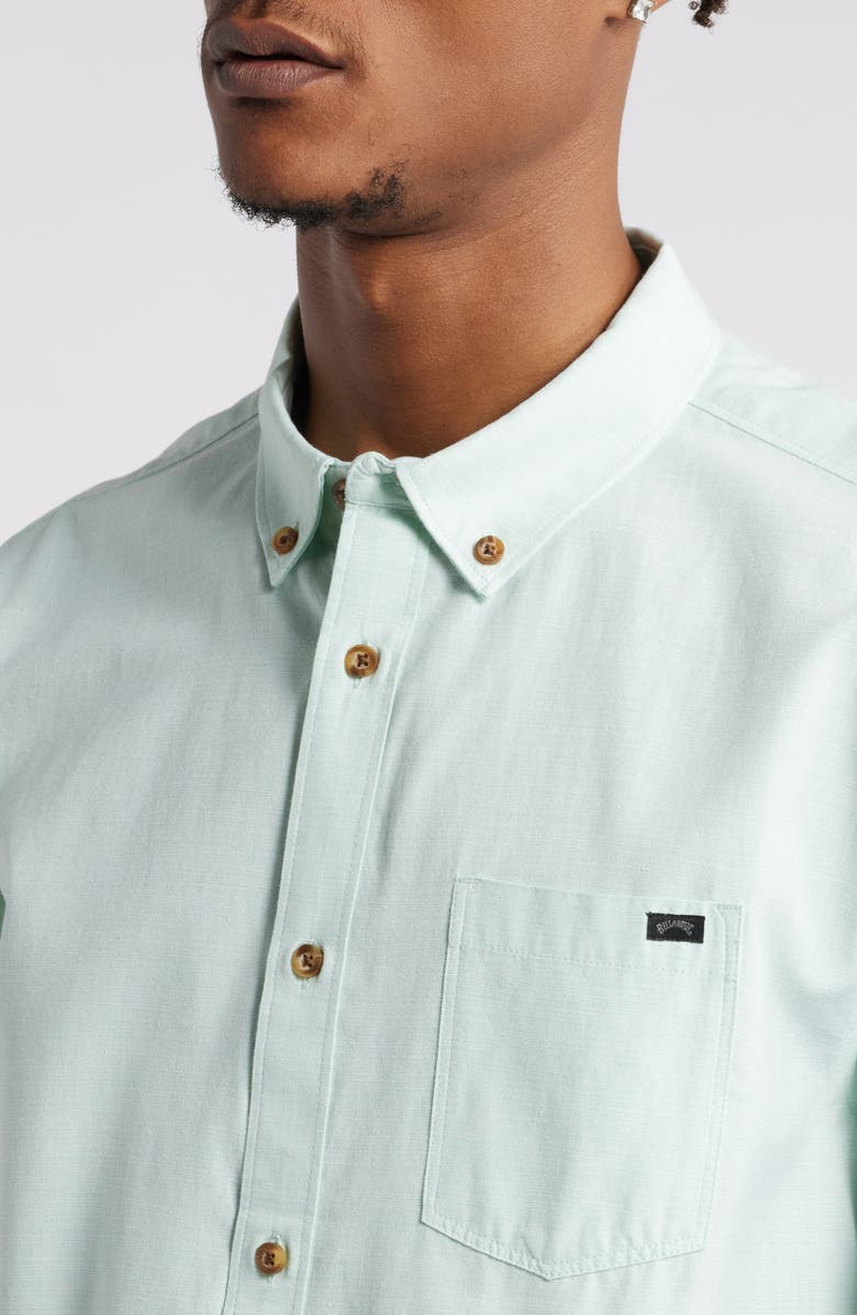Billabong All Day Solid Short Sleeve Button-Down Shirt, Alternate, color, Bermuda