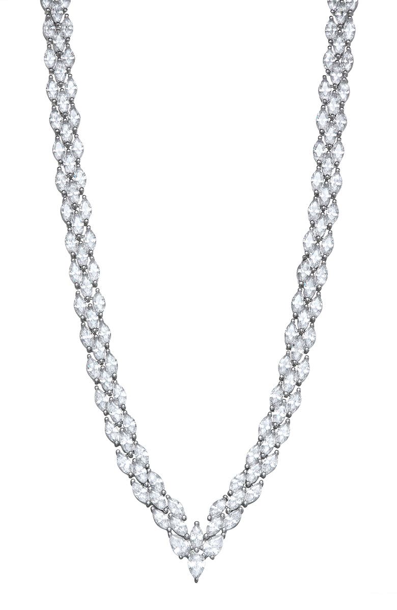 FZN Marquise Cubic Zirconia Necklace, Main, color, Silver