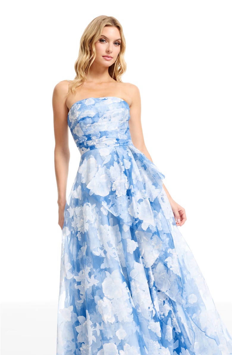 Dress the Population Kit Floral Strapless A-Line Gown, Alternate, color, 