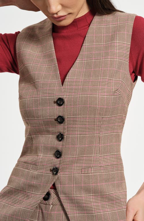 Isaac Mizrahi New York Plaid Vest In Brown