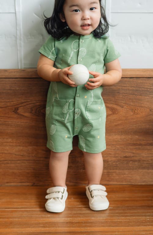 Pehr Octopus Oasis Patch Pocket Organic Cotton Romper In Green