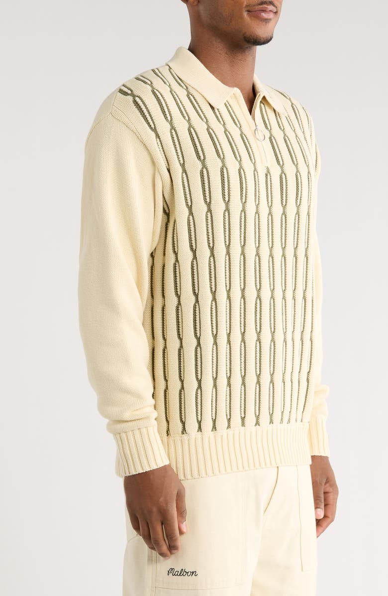 Malbon Golf Links Cotton Quarter Zip Polo Sweater, Alternate, color, Beige