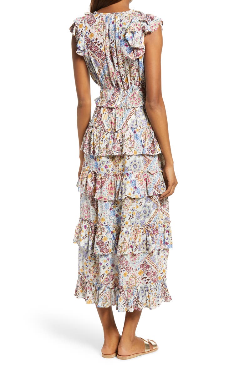 Romina Ruffle Midi Dress, Alternate, color, MULTI