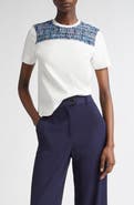 ST. JOHN Jersey T-Shirt with Multieyelash Tweed