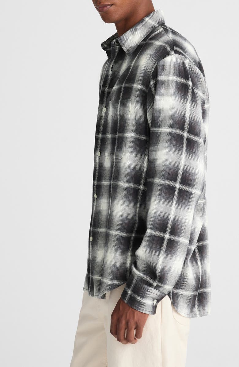 Madewell Plaid Flannel Button-Up Shirt, Alternate, color, Fade Plaid Almost Black