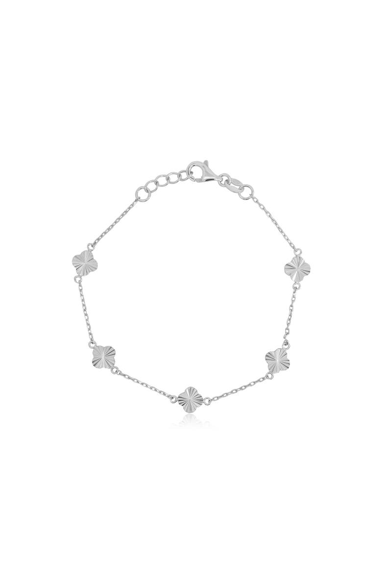 Mini Fluted Clover Bracelet, Main, color, Sterling Silver