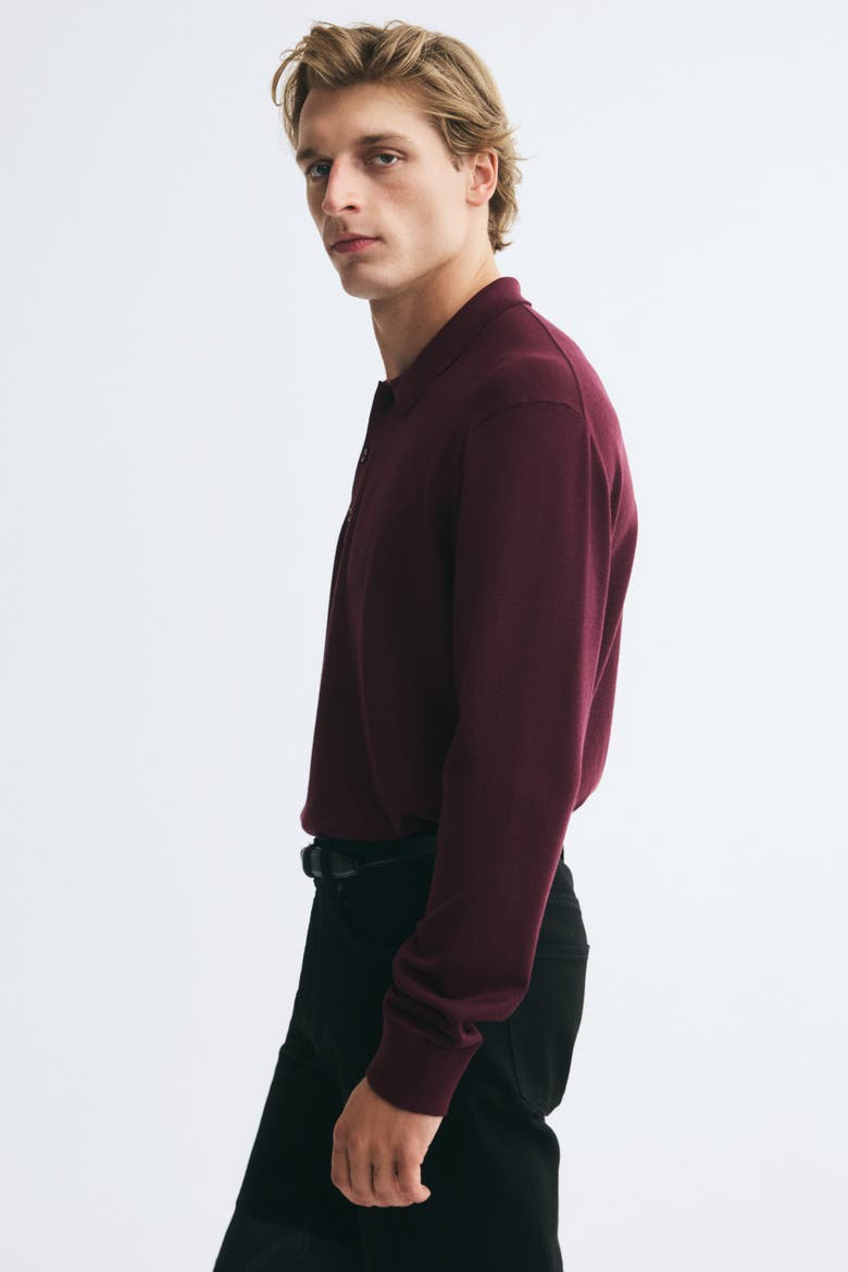Regular-fit Knit Polo Shirt, Alternate, color, Burgundy