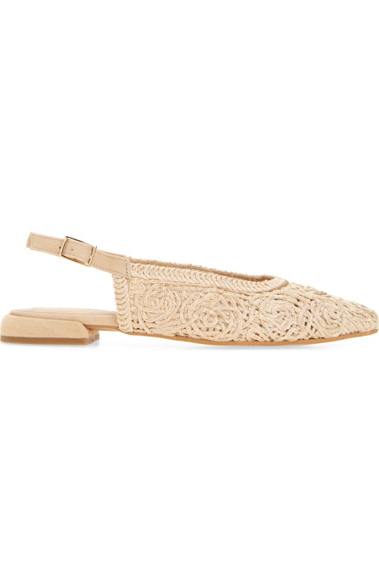 Cordani Nika Slingback Woven Raffia Flat, Alternate, color, Beige