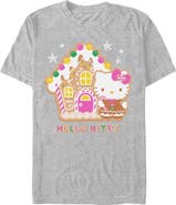Hello Kitty Men's Hello Kitty Gingerbread House and Kitty Graphic T-Shirt