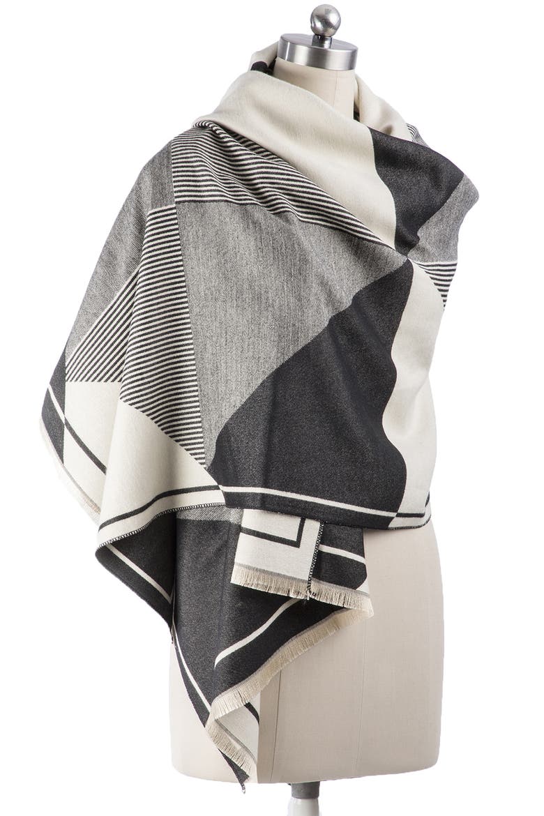 Mosaic Reversible Scarf, Alternate, color, BLACK