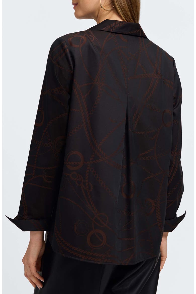 Agnes Print Popover Shirt, Alternate, color, COFFEE BROWN/ BLACK