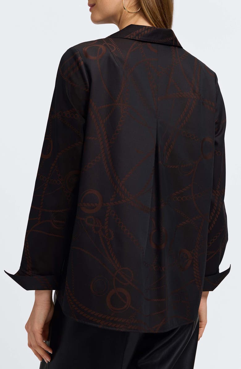 Foxcroft Agnes Print Popover Shirt, Alternate, color, Coffee Brown/ Black