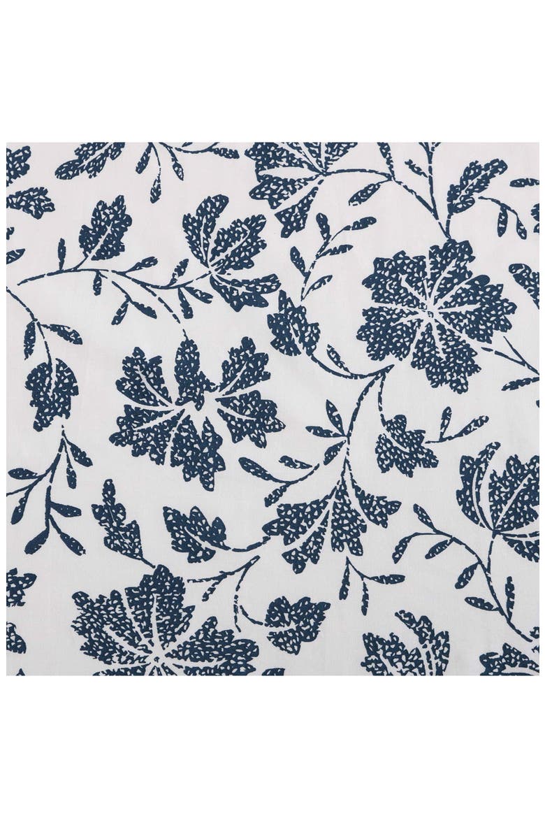 Woodblock Floral 200 Thread Count Cotton Percale Sheet Set, Alternate, color, WHITE/ BLUE