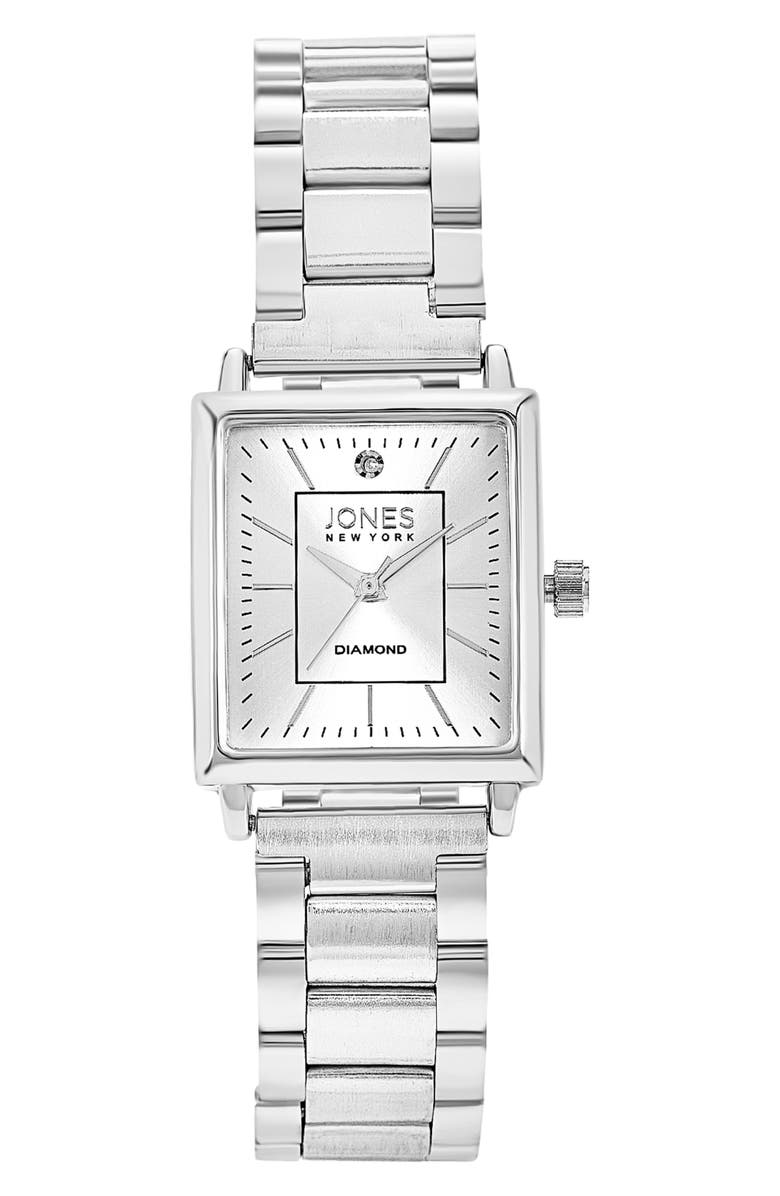 Jones New York Diamond Bracelet Watch, 24mm x 27mm, Main, color, Silver