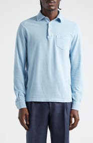 Thom Sweeney Long Sleeve Cotton Piqué Polo