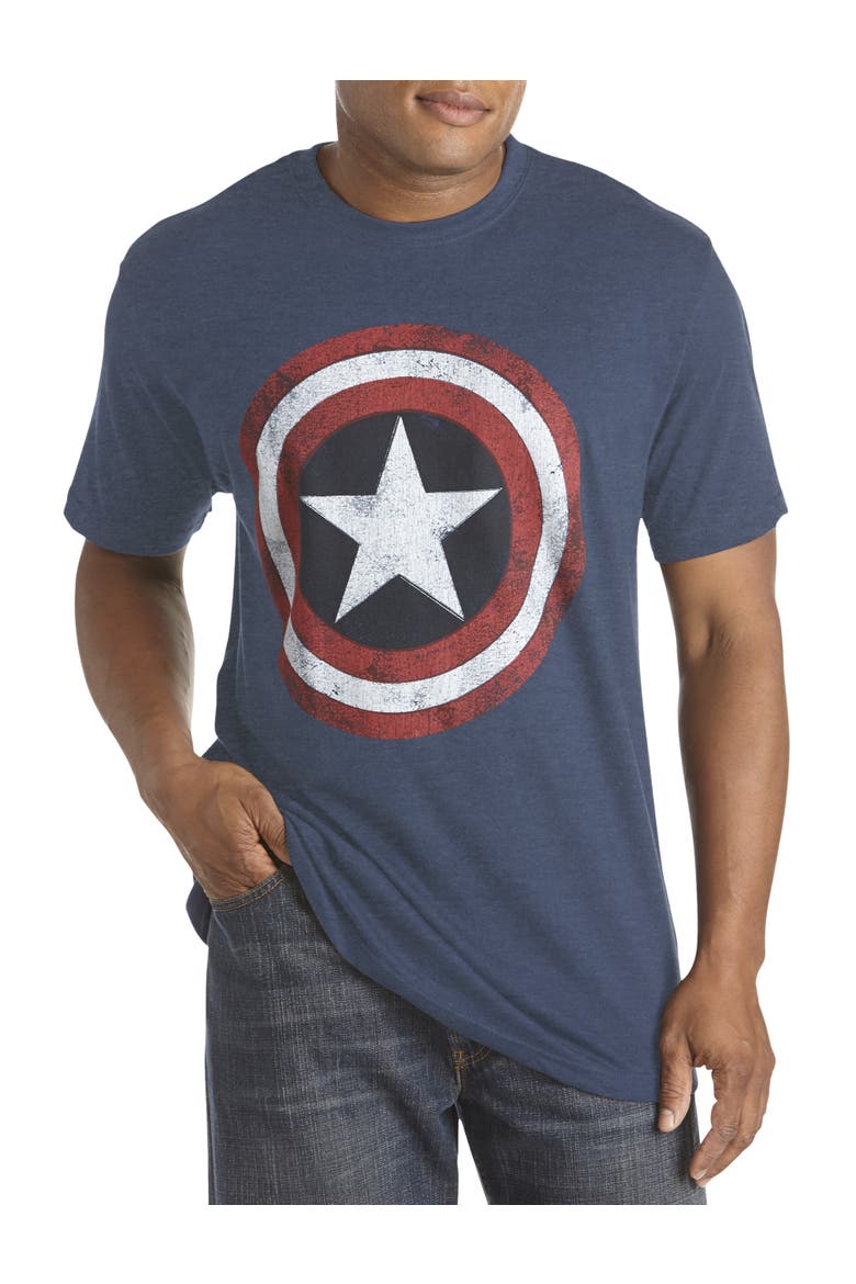 Comics Captain America Graphic Tee, Main, color, NAVY HEATHER