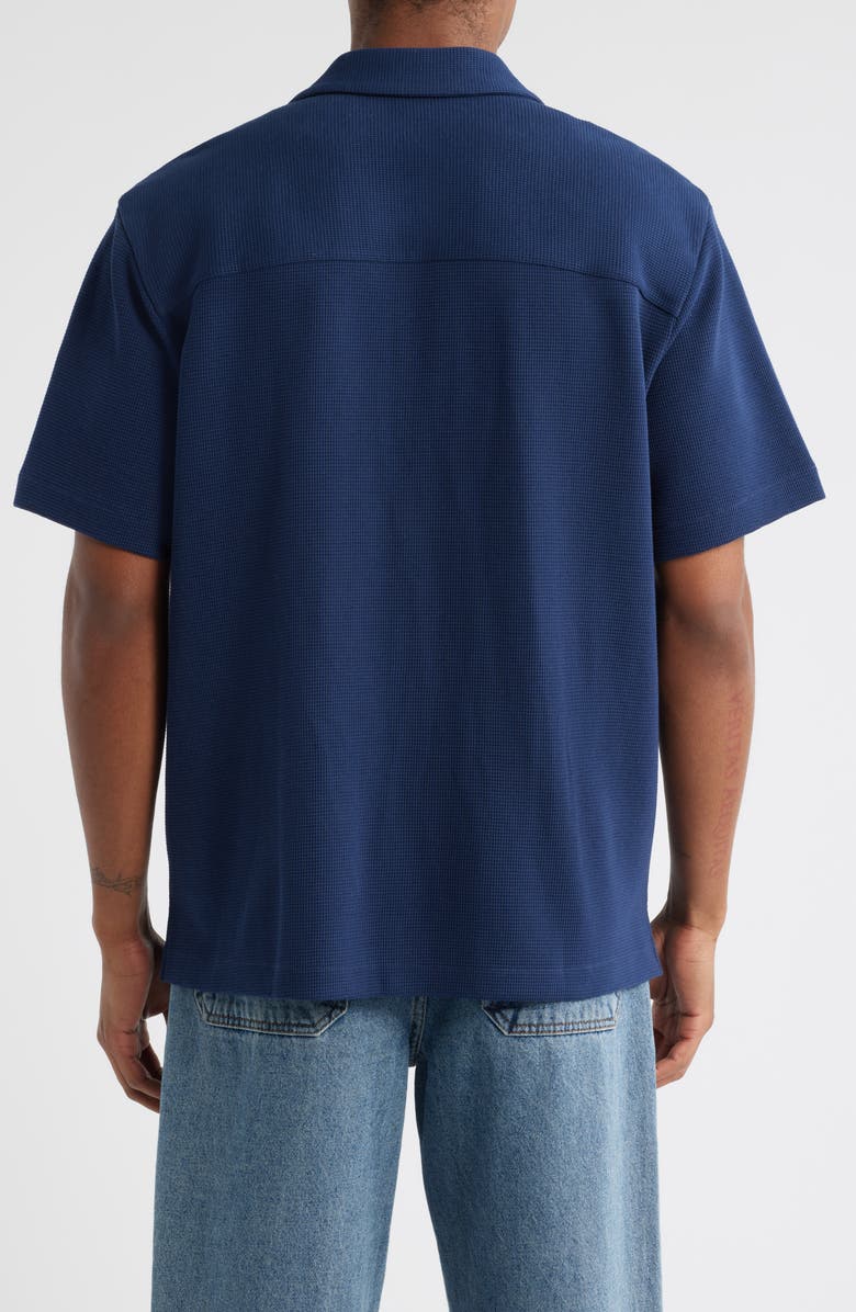 BP. Waffle Knit Camp Shirt, Alternate, color, Navy Iris