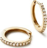 Ana Luisa Diamond Huggie Earrings - Gold Diamond Huggie Hoops