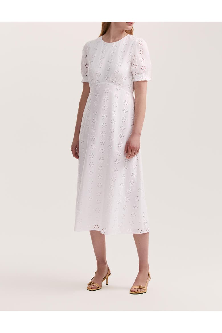 Mela Cotton Midi Tea Dress, Alternate, color, White