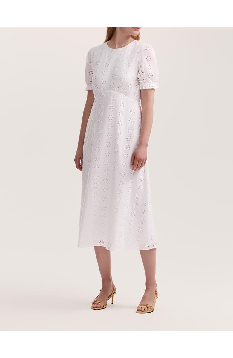 Finery London Mela Cotton Midi Tea Dress, Alternate, color, White