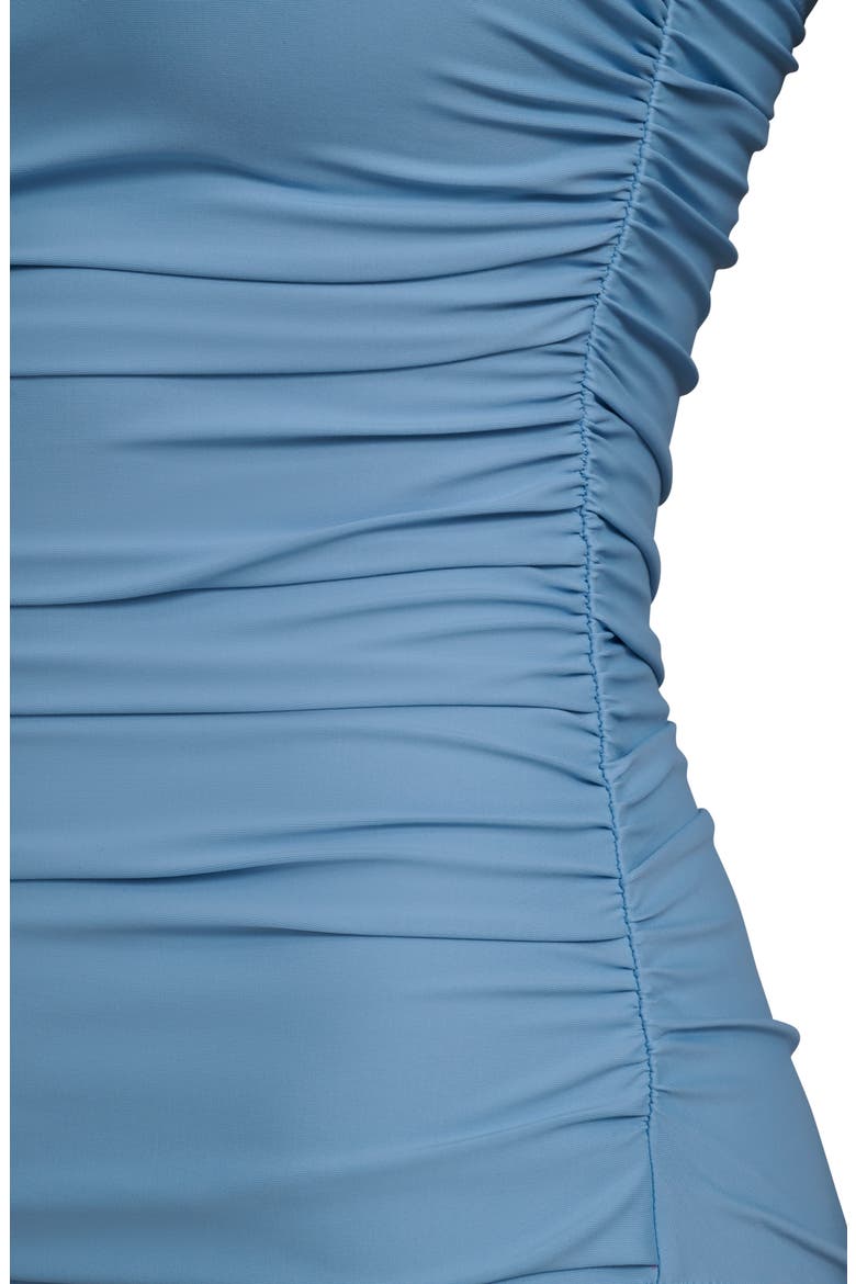 Shirred Bandeau One-Piece Swimsuit, Alternate, color, GULF BLUE