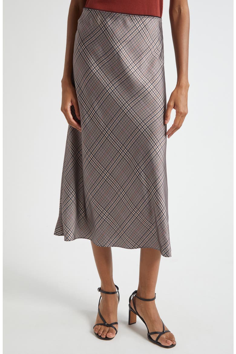Pressed Plaid Satin Slip Skirt, Main, color, MULTI PLAID