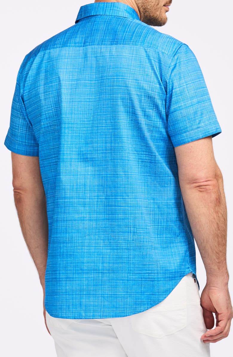 Robert Graham Roth Short Sleeve Cotton Button-Up Shirt, Alternate, color, Light Blue