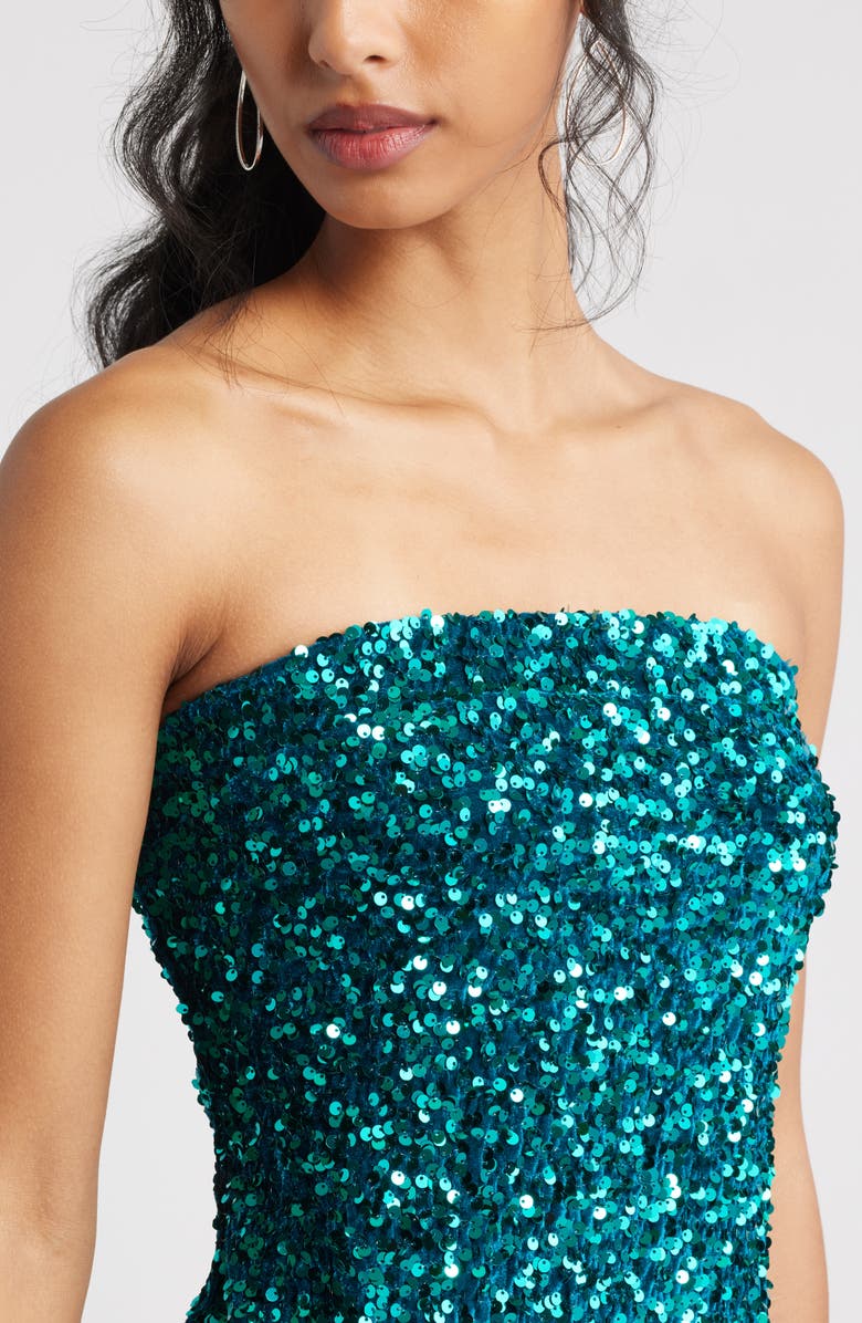 BP. Strapless Sequin Minidress, Alternate, color, Emerald