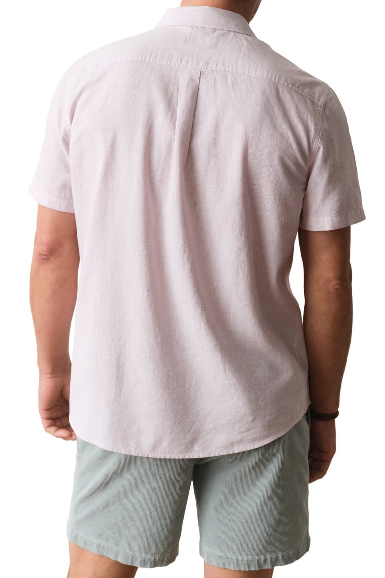 Better-than-Linen Hemp Blend Short Sleeve Button-Up Shirt, Alternate, color, LAVENDER MIST STRIPE
