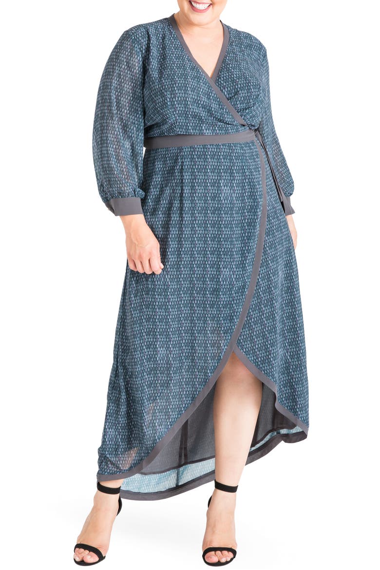 Elle High/Low Wrap Dress, Main, color, SNAKE CHARM
