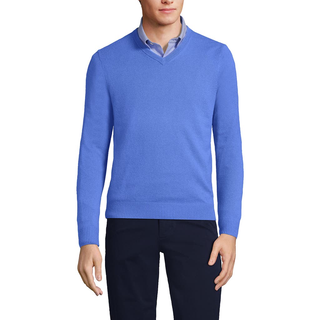 LANDS' END LANDS' END FINE GAUGE CASHMERE V-NECK SWEATER