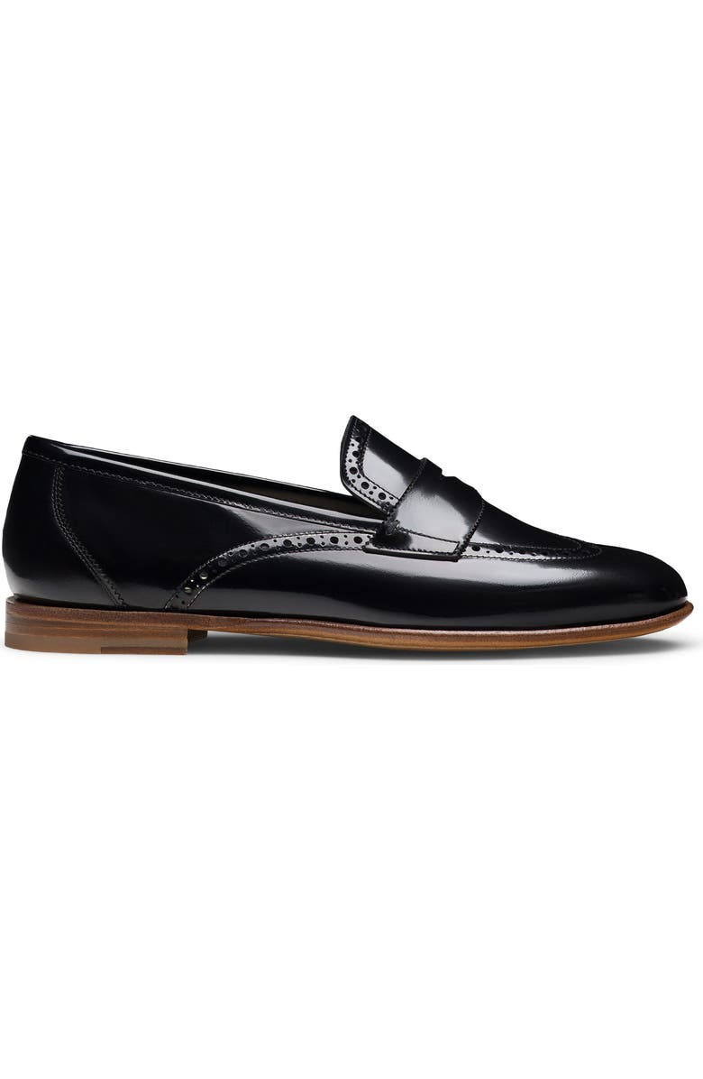Magnanni Cassandra Wingtip Penny Loafer, Alternate, color, Black